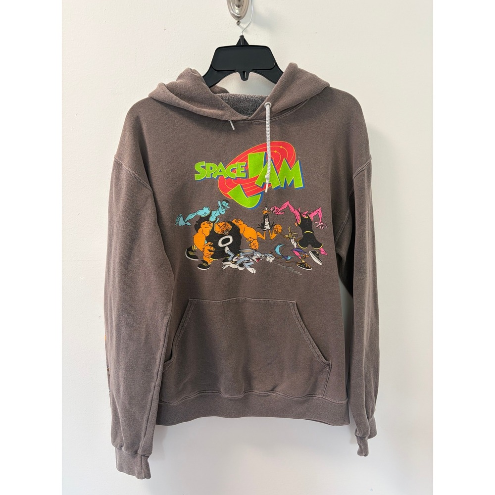 Space Jam Graphic Hoodie Mens M Brown Vintage 90s Aesthetic Tune Squad Monstars